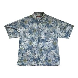 Tori Richard Short Sleeve Button Down Shirt, Blue, Size X Large